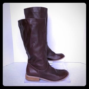 Brown leather boots